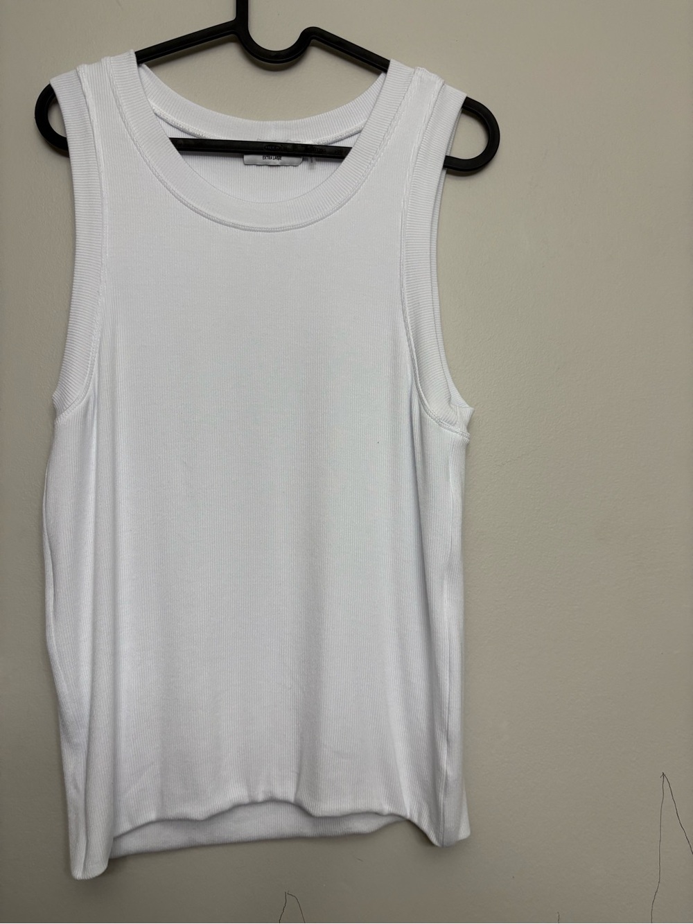 LNA White Ribbed Scoop Neck Tank